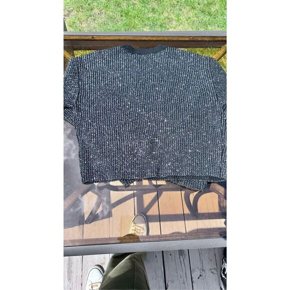 RAG & BONE BLACK AND SILVER METALLIC CROP SWEATER SIZE S - Picture 6 of 12